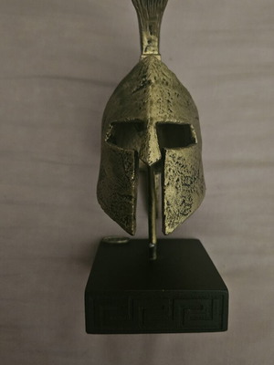 Decorative helmet made of alabaster statues like new, handmade in Greece