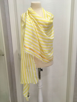 Weekend Max Mara βαμβακερό/λινό φουλάρι καινούργιο, λευκό και κίτρινο