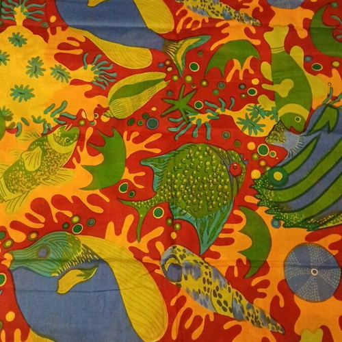 Sarong beachwear large with sea bottom and fish design, new