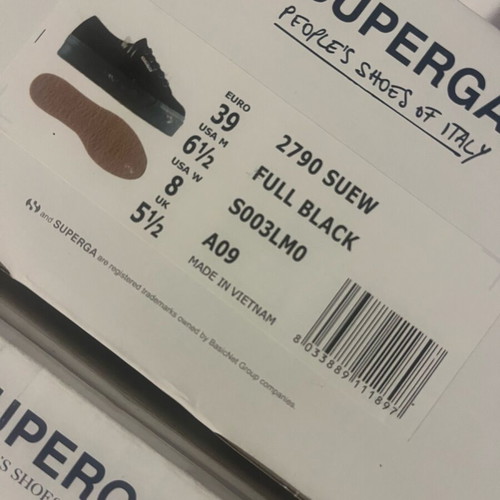 Superga black suede platform sneakers size 39 with green straw insole gift