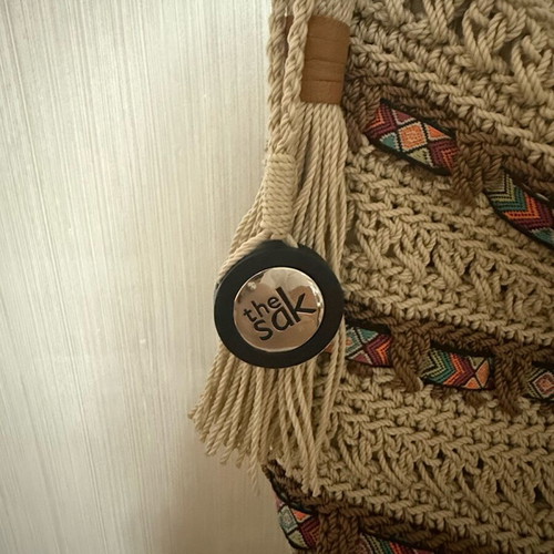 Knitted shoulder bag boho style beige like new