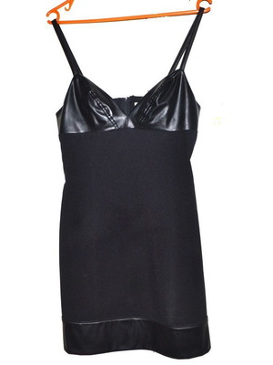 Mini dress black with leatherette, like new, Extra Small XS