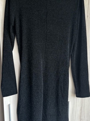 Reserved black dress like new with long sleeves and draping, size M