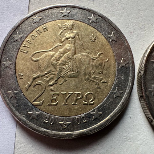 Ellas euro 2002 used coins with variety errors