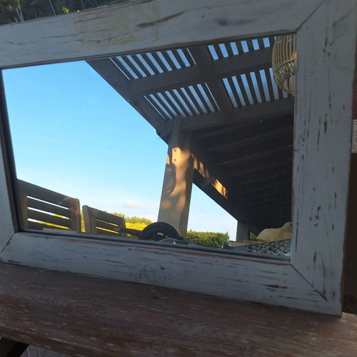 Wooden wall mirror country style like new, 70cm x 59cm