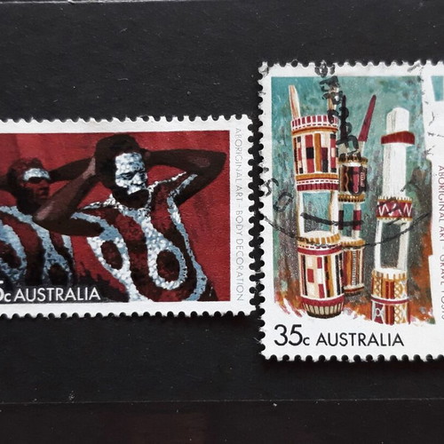 Αυστραλιανά γραμματόσημα 1971 Aboriginal Arts, 2 τεμάχια σαν καινούργια