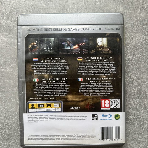 God of War III Platinum PS3 game used with manual