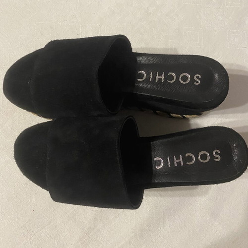 So Chic By Vsk Leather Mules Platform Sandals Size 36 Like New
