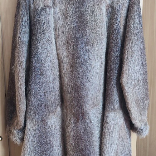 Vintage Nutria Fur Coat for Women, Silver-Brown