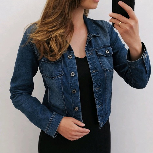 Only denim jacket used, dark blue, size 40 (L)