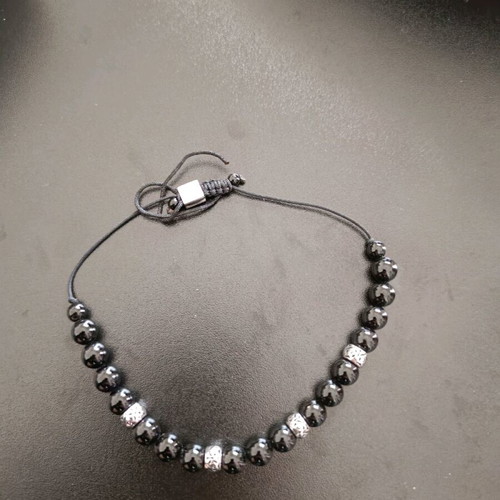 Worry beads like new with 19 black and 4 silver engraved beads