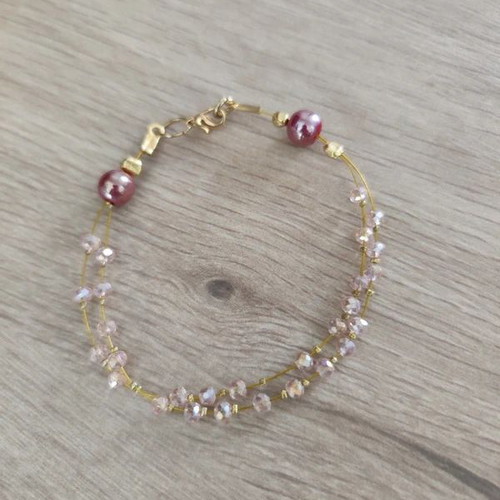 Jewelry set with pink crystal beads like new