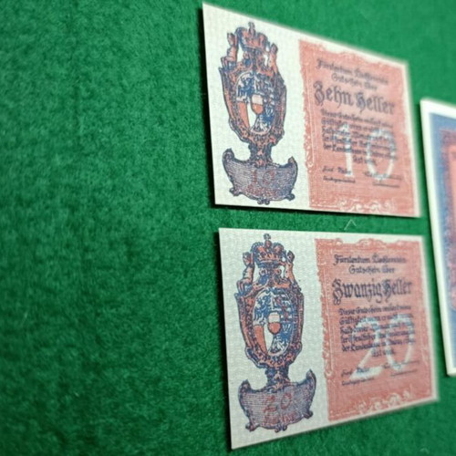 Liechtenstein banknote set UNC authentic, uncirculated