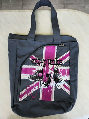 Τσάντα ώμου μεταχειρισμένη γκρι και ροζ