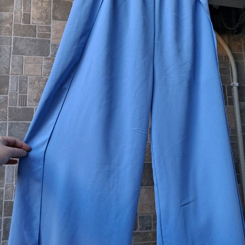 Blue One-Piece Jumpsuit like new, elastic waist, shorts inside
