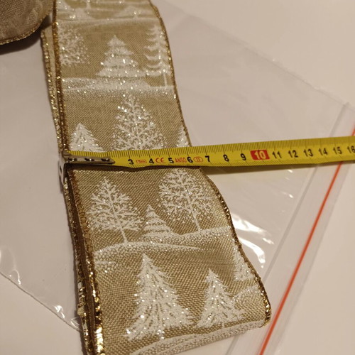 Christmas fabric ribbon set with large white snowflake