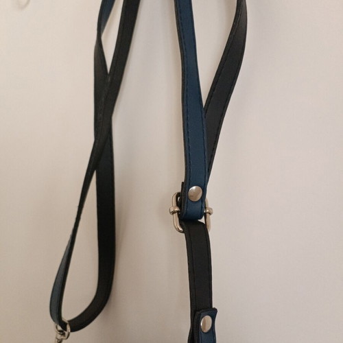 Blue knitted bucket bag with shoulder strap new