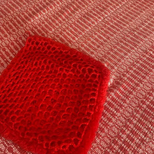 Woven blanket with pillow used, red velvet, 200x140 cm