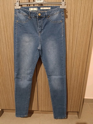 Jeggins Sfera size 38 light denim with white polka dots like new