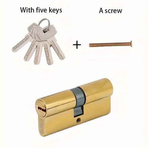 Brass lock cylinder new with 5 flat keys