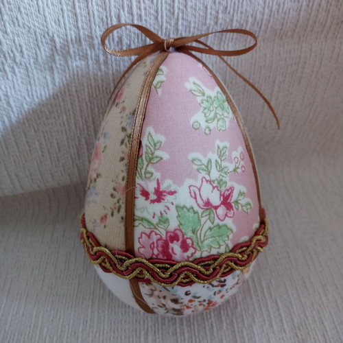 Decorative egg used beige pink floral for Easter and spring decor