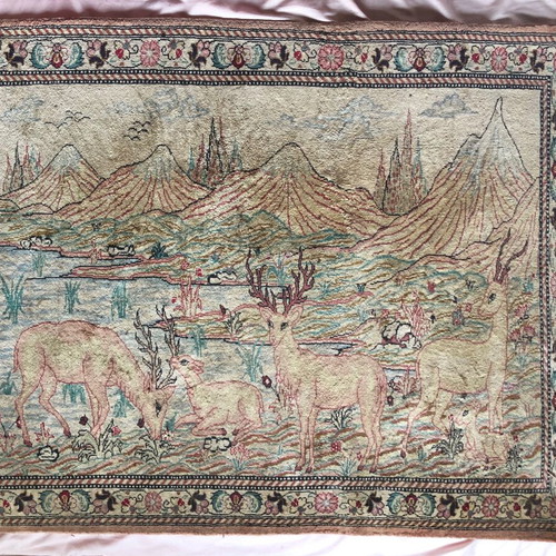 Persian All-Silk Wall Carpet Ghom like new, handmade art piece