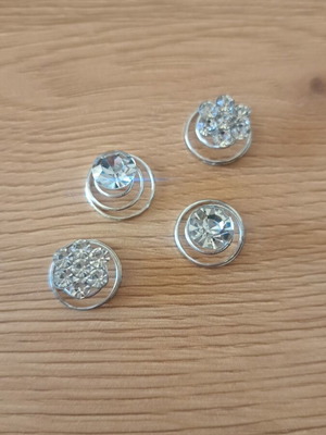 Hair decorations spiral flower new, 4 pieces silver