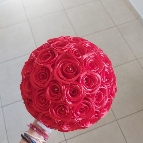 Bridal bouquet red roses new, handmade fabric
