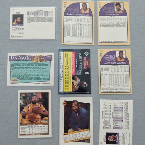 NBA Los Angeles Lakers 90's Vintage Trading Cards, set of 9