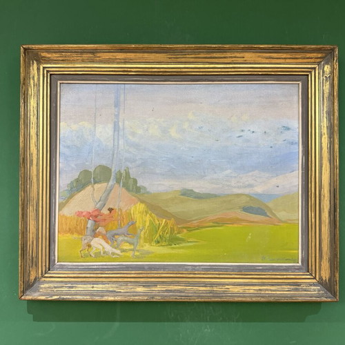 Oil painting by artist V. Panagiotopoulos, mythological theme