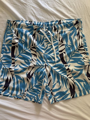 Nautica men's swim shorts like new, size large, white and blue