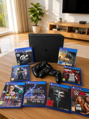 PlayStation 4 Slim 1TB με 2 χειριστήρια DualShock και 7 κορυφαία παιχνίδια σαν καινούργιο