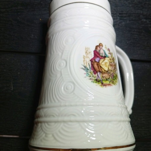 Vintage FP Germany porcelain beer mug with rococo design