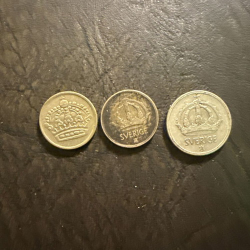 Set of 3 old Swedish Öre coins, new condition