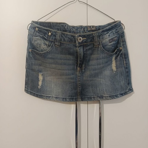 Denim mini skirt used, size S 36 8, blue