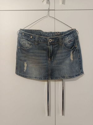 Denim mini skirt used, size S 36 8, blue