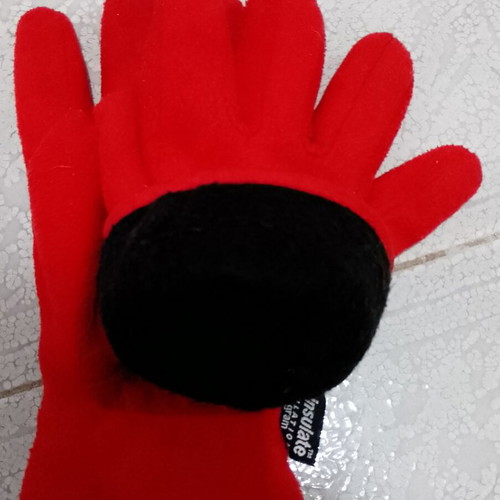 Fleece gloves used with Thinsulate red