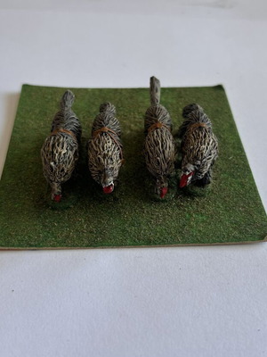 Set of 4 used hand-painted metal warrior miniatures