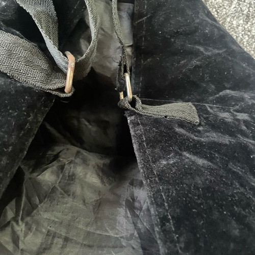 Velveteen crossbody bag used, black with silver clasps