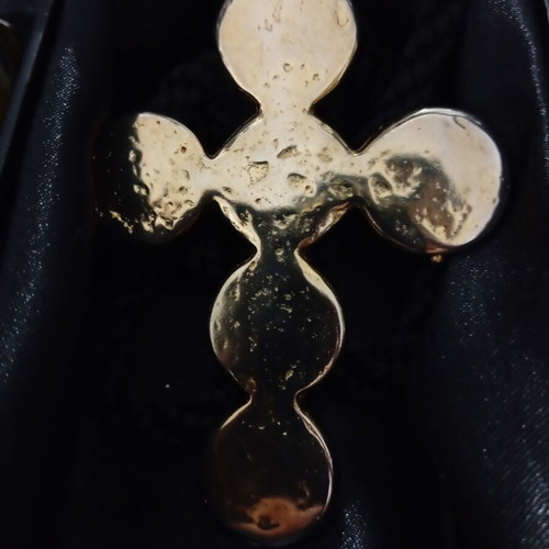 Vintage cross pendant used, oversized statement piece 9x6 cm