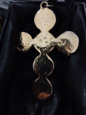 Vintage cross pendant used, oversized statement piece 9x6 cm