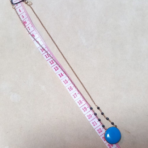 Gregio silver gold-plated necklace with blue enamel and hematite stones
