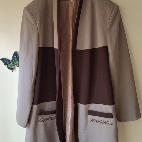Vintage jacket plus size XL/XXL, beige and brown, like new