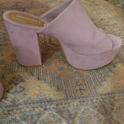Suede mules H&M Divided used, dusty pink platform size 40