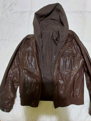 Salvatore Ferragamo men's leather jacket, brown, XL