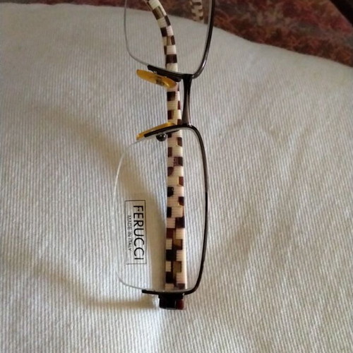 Ferucci Metal Optical Frame like new, nylor style, silver and burgundy