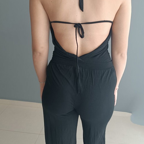 Lipsy black halter jumpsuit salwar style S/M