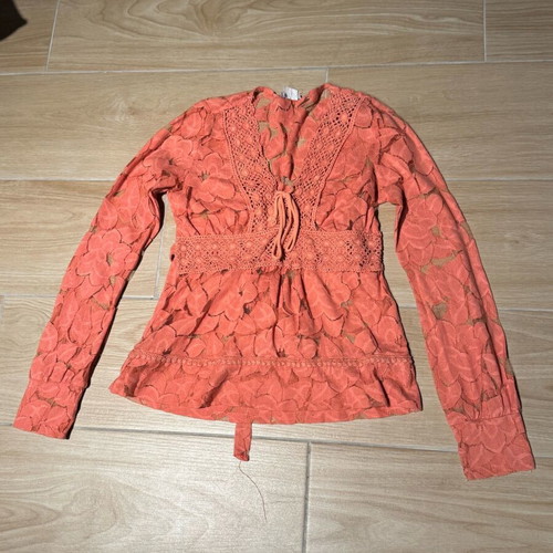 Thesis orange lace blouse used, size S