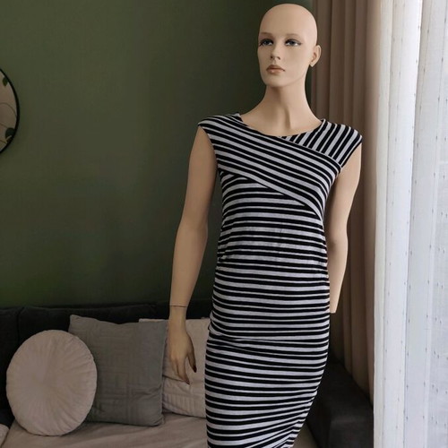 H&M Elastic Dress Medium Used Black and Gray