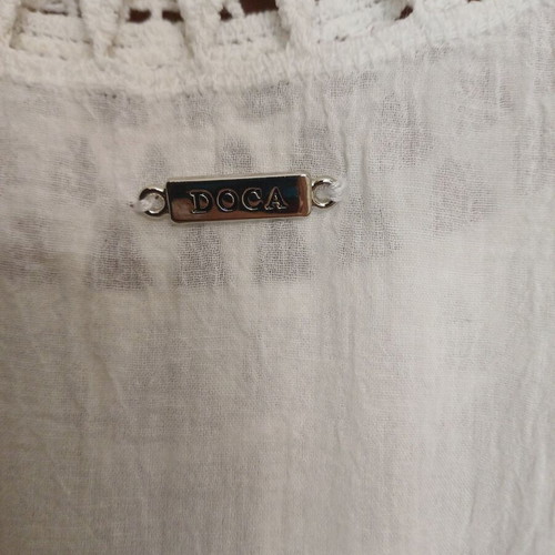 Doca white cotton beach dress like new with lace details